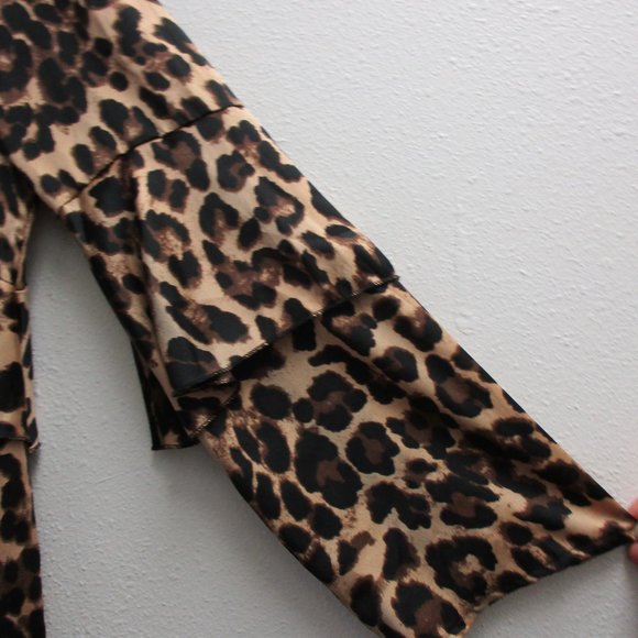 Haute Rogue Leo Ruffle Leopard Print Long Sleeve Dress Size Small - Picture 4 of 9